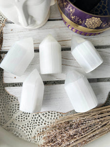 Selenite Polished Point Generator Tower Small - Crystal Karma By Trina