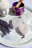 Selenite Candle Holder - Heart Shaped - Crystal Karma By Trina
