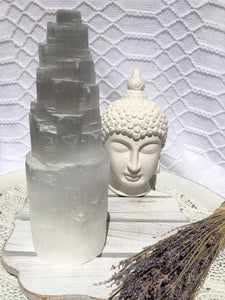 Selenite Tower Lamp 25cm | Crystal Karma by Trina