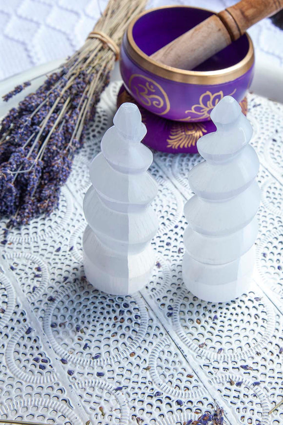 Selenite Unicorn Standing Spiral | Crystal Karma by Trina