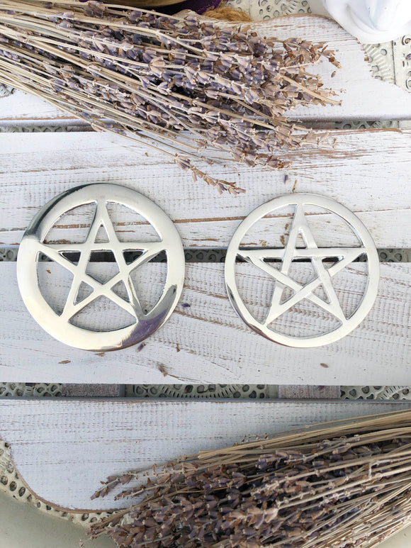Altar Plate Pentagram Cut Silver | Crystal Karma By Trina