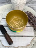 Solar Plexus Chakra Brass Singing Bowl - Yellow 12.5cm Gift Set | Crystal Karma by Trina