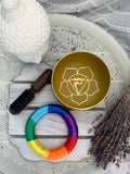 Solar Plexus Chakra Brass Singing Bowl - Yellow 12.5cm Gift Set | Crystal Karma by Trina