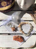 Sunstone Peach Moonstone Orchid Calcite Selenite Moon Crystal Bundle #4