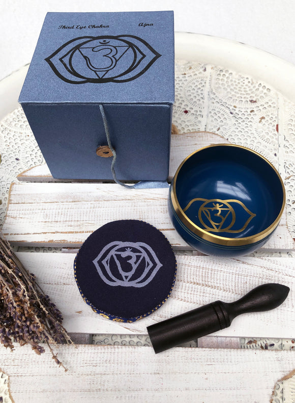 Third Eye Chakra Singing Bowl - Navy Blue 7.5cm Gift Set | Crystal Karma by Trina