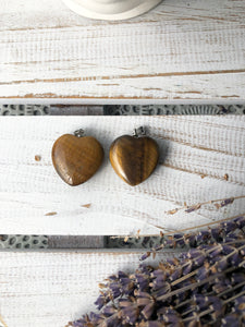 Tigers Eye Pendant - Heart Carved Crystal Pendant | Crystal Karma by Trina