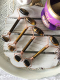 Crystal Facial Rollers - Tigers Eye with Rose Gold Plated Trim