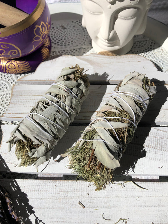 White Sage & Rosemary Smudge Sticks Medium | Crystal Karma by Trina