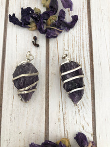 Amethyst Spiral Wire Wrapped Crystal Pendant - Crystal Karma by Trina