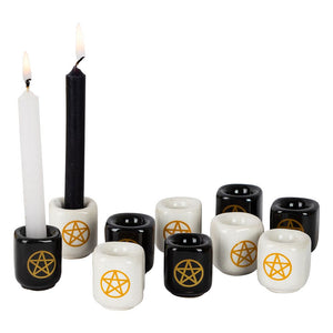Wish Candle Holder Ceramic with Pentacle | Crystal Karma by Trina