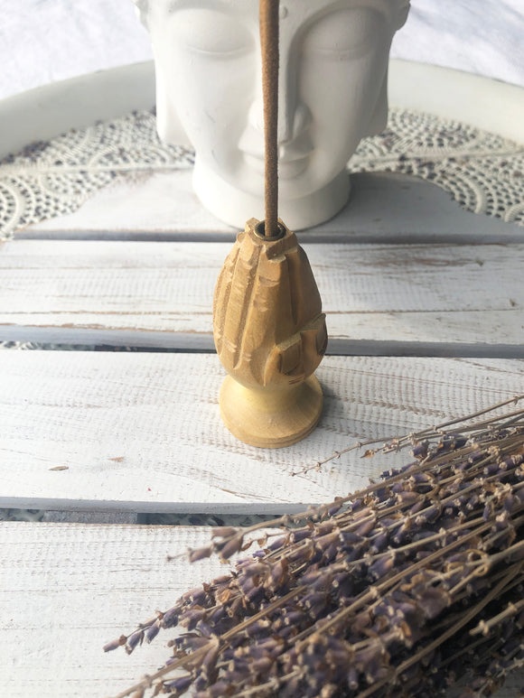 Incense Holder Wooden - Tibetan Praying Hands | Crystal Karma by Trina